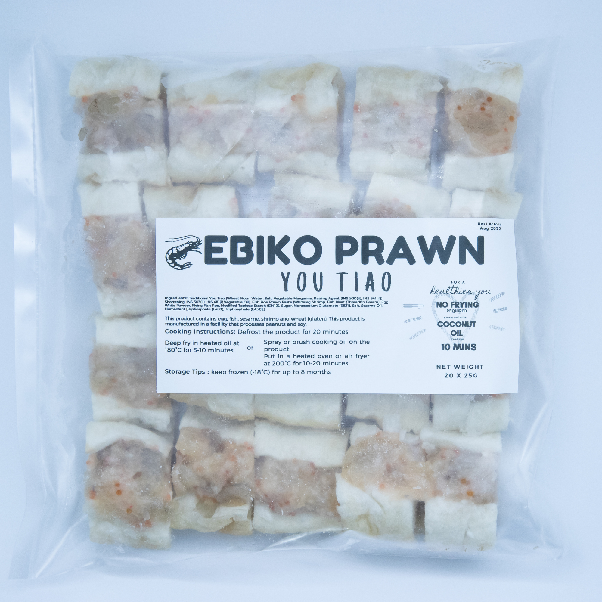 Air-fried Ebiko Prawn stuffed dough fritters. 
