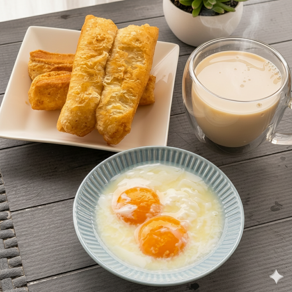 You Tiao with Soft-Boiled Eggs & Soya Bean Milk